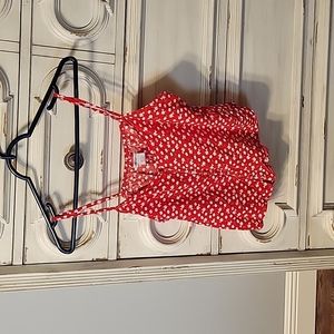 Red floral crop tank top